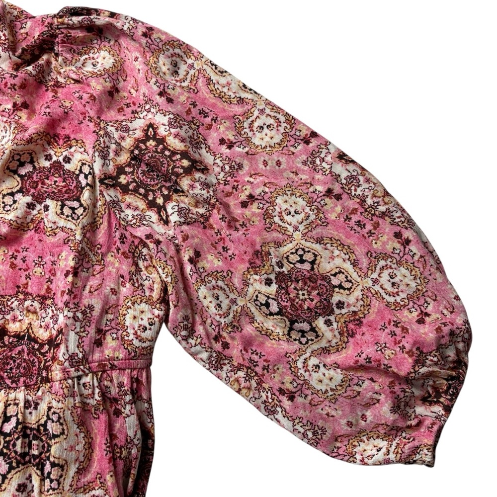 TORRID Gauze Tunic Skater Dress Size 2X 18/20 Medallion Pink 3/4 Blouson Sleeves - Picture 5 of 12